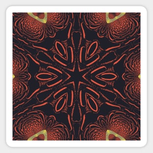 bright orange gold and black kaleidoscopic hexagonal design Sticker